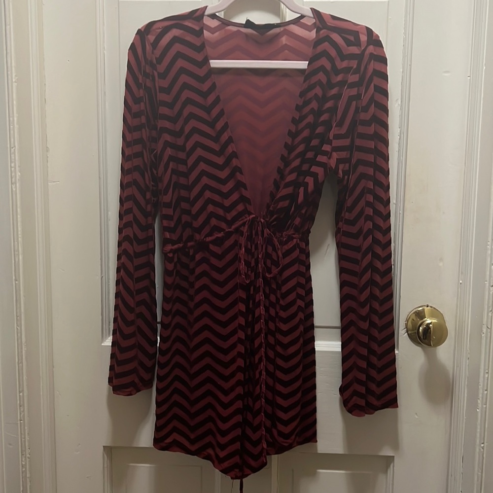 Deep Red low cut Romper